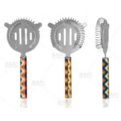 BarProducts.com Designer Cocktail Strainer - Pipe Handle - Colorful Geometric BAR TOOLS