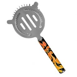 BarProducts.com Designer Cocktail Strainer - Pipe Handle - Orange Flames BAR TOOLS