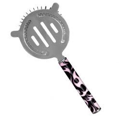 BarProducts.com Designer Cocktail Strainer - Pipe Handle - Pink Flames