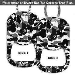 BarProducts.com HOME BAR & GIFTS Dog Tag Bottle Opener - Black And White Camo