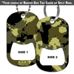BarProducts.com Dog Tag Bottle Opener - Black / Yellow Grunge Camo HOME BAR & GIFTS
