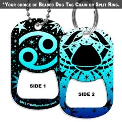 BarProducts.com HOME BAR & GIFTS Dog Tag Bottle Opener - Zodiac Sign - Cancer
