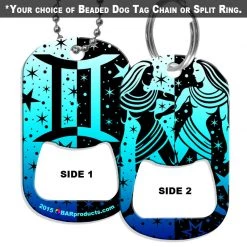 BarProducts.com HOME BAR & GIFTS Dog Tag Bottle Opener - Zodiac Sign - Gemini