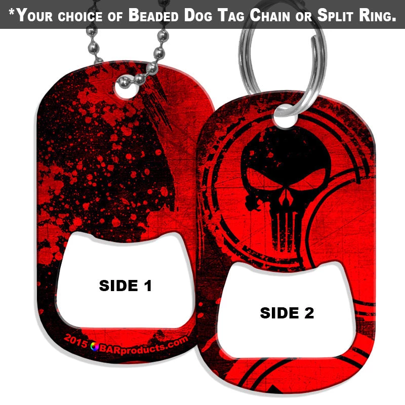 dog-tag-opener-grunge-skulls_web.jpg BarProducts.com Dog Tag Bottle Opener - Grunge Skull - Red & Black HOME BAR & GIFTS
