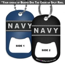 BarProducts.com Dog Tag Bottle Opener - Military Line - Navy HOME BAR & GIFTS