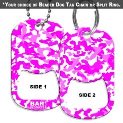 BarProducts.com Dog Tag Bottle Opener - Pink And White Camo HOME BAR & GIFTS