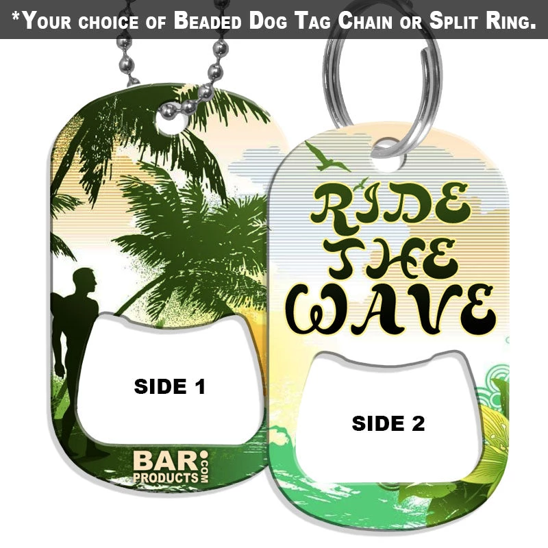 dog-tag-opener-ride-the-wave.jpg BarProducts.com Dog Tag Bottle Opener - Ride The Wave HOME BAR & GIFTS