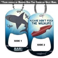 BarProducts.com HOME BAR & GIFTS Dog Tag Bottle Opener - Shark Attack