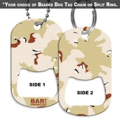 BarProducts.com HOME BAR & GIFTS Dog Tag Bottle Opener - Tan Camo