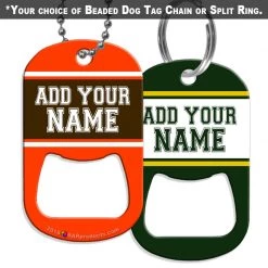 BarProducts.com CUSTOMIZABLE - Dog Tag Openers - Sports Teams (Several Team Color Options)