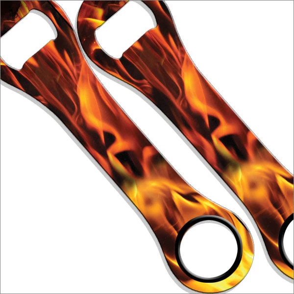 dogbone-opener-lable-flames.jpg BarProducts.com Dog Bone Bottle Opener / Bar Key - Flames