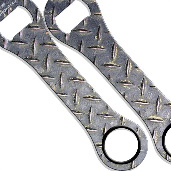 dogbone-opener-lable-metal-plate.jpg BarProducts.com BAR TOOLS Dog Bone Bottle Opener / Bar Key - Dirty Metal Plate