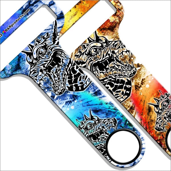 dragon-hammerhead-opener-lable.jpg BarProducts.com HAMMERHEAD™ Bottle Opener - Grunge Dragon Bartending Bottle Openers