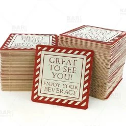 BarProducts.com Drink Coasters - Square 3.5" X 3.5" - "Enjoy Your Beverage" - Pack Of 125 BAR SUPPLIES