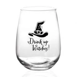Barproducts.com BAR SUPPLIES Drink Up Witches Halloween Stemless Wine Glass