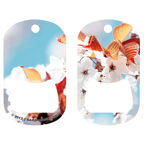 dt-_0000s_0003_whire-flowers_2.png BarProducts.com PRODUCT DESIGNER Kolorcoat™ Dog Tag Opener - White Flowers