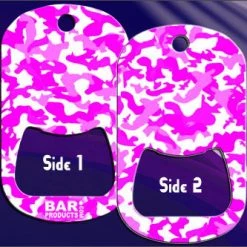BarProducts.com Dog Tag Bottle Opener - Pink And White Camo HOME BAR & GIFTS