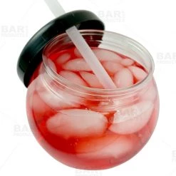 BarProducts.com BAR SUPPLIES BarConic® Clear Fishbowl Plastic Drinkware - 20 Ounce - With Lid And Straw