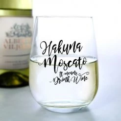 BarProducts.com BAR SUPPLIES Hakuna Moscato - Stemless Wine Glass (17oz)