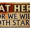 BarProducts Handcrafted Woodshop Made In The USA Eat Here Wood Plaque Kolorcoat™ Sign