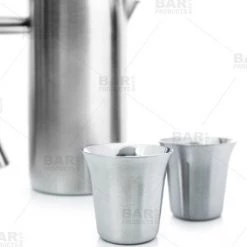 BarProducts.com KITCHEN, DINING & SERVICE Double Wall Espresso Cup - Stainless Steel - 2.5oz/74ml (set Of 2)