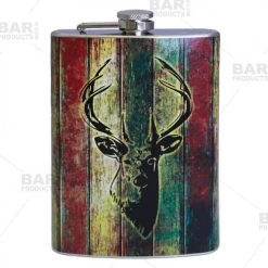 BarProducts.com Flasks & Portable Stainless Steel Hip Flask - Buck Design - Several Size Options