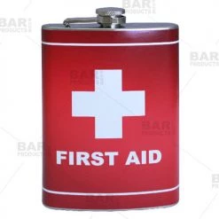 BarProducts.com Stainless Steel Hip Flask - First Aid Design - Several Size Options