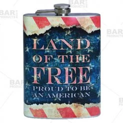 BarProducts.com Stainless Steel Hip Flask - Vintage Patriotic Design - Several Size Options Flasks & Portable