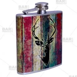 BarProducts.com Flasks & Portable Stainless Steel Hip Flask - Buck Design - Several Size Options