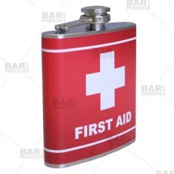 BarProducts.com Stainless Steel Hip Flask - First Aid Design - Several Size Options