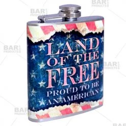 BarProducts.com Stainless Steel Hip Flask - Vintage Patriotic Design - Several Size Options Flasks & Portable