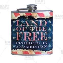 BarProducts.com Stainless Steel Hip Flask - Vintage Patriotic Design - Several Size Options Flasks & Portable