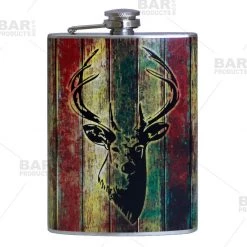 BarProducts.com Flasks & Portable Stainless Steel Hip Flask - Buck Design - Several Size Options
