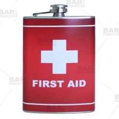 BarProducts.com Stainless Steel Hip Flask - First Aid Design - Several Size Options