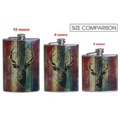 BarProducts.com Flasks & Portable Stainless Steel Hip Flask - Buck Design - Several Size Options