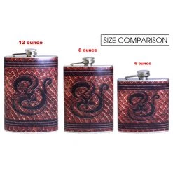BarProducts.com Flasks & Portable Stainless Steel Hip Flask - Leather Snake Design - Several Size Options