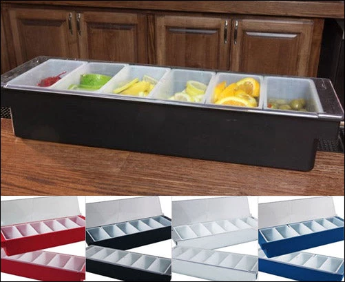 flat-lid-garnish-center-main.jpg BarProducts.com BAR SUPPLIES Condiment Holder / Fruit Tray - 6 Pint W/ Flat Lid - Color Options