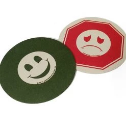 BarProducts.com Flipserve™ Drink Coasters - "SMILEY" Red Stop And Green Go - 4" Round - Pack Of 100