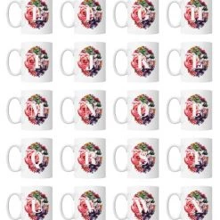 BarProducts.com CUSTOMIZABLE 15 Ounce Coffee Mug - MONOGRAM - Waterpaint Flowers Barista Supplies