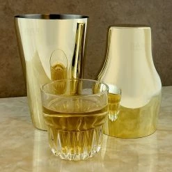 BarProducts.com BarConic® French Style 2 Piece Cocktail Shaker - Gold Plated - 20oz Cocktail Shakers