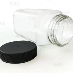 BarProducts.com French Square Craft Bartending Jar W/ Black Lid - Clear 6oz 4 BarProducts.com French Square Craft Bartending Jar W/ Black Lid - Clear 6oz