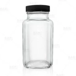 BarProducts.com French Square Craft Bartending Jar W/ Black Lid - Clear 6oz