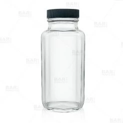BarProducts.com French Square Craft Bartending Jar W/ Black Lid - Clear 8oz Craft Bottles And Jars