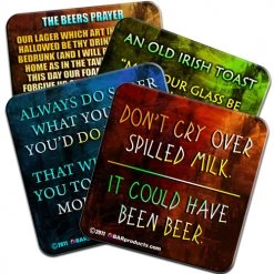 BarProducts.com BAR SUPPLIES Cork Bottom Coasters - Drinking Theme - 4"