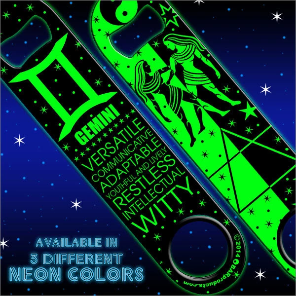 gemini-neon-speed-opener-green1_4a8c4411-42da-4c6f-98ab-fd3d27ccd584.jpg BarProducts.com Bartending Bottle Openers Kolorcoat™ NEON Zodiac Speed Bottle Opener - GEMINI
