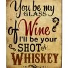 BarProducts Handcrafted Glass Of Wine/Shot Of Whiskey Wood Plaque Bar Sign Tavern-shaped Woodshop Made In The USA