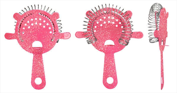 glitter-neon-pink-4-prong-strainer-all-angles.jpg BarProducts.com BAR TOOLS Cocktail Strainer - 4 Prong NEON - Glitter Pink