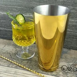 BarProducts.com Master Mixology Olea™ Cocktail Shaker - Gold Plated - 28oz Weighted