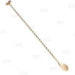 BarProducts.com BarConic® Gold Plated Bar Spoon W/ Muddler Tip - Professional Grade - 40cm Length
