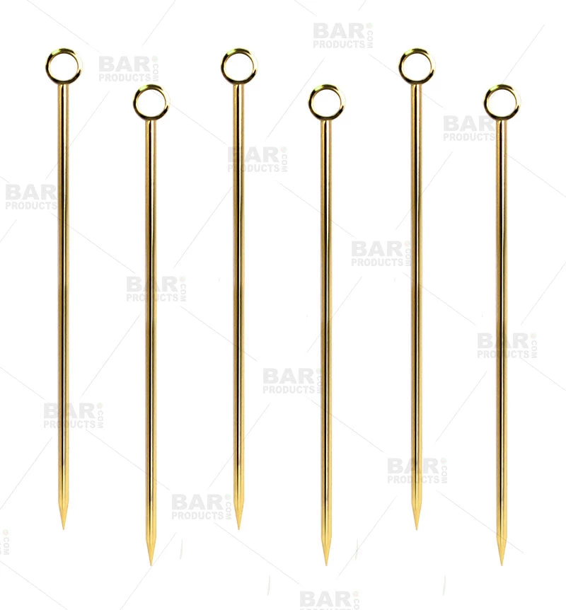 gold-plated-cocktail-picks-bpc-800.jpg BarProducts.com Gold Plated Cocktail Picks - Pack Of 6 Master Mixology